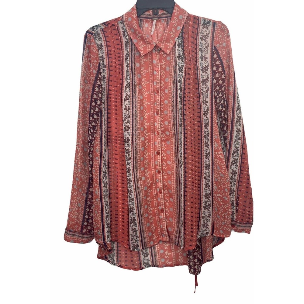 Free People Moonlight Miles Coral Floral Top Tunic - Picture 2 of 12